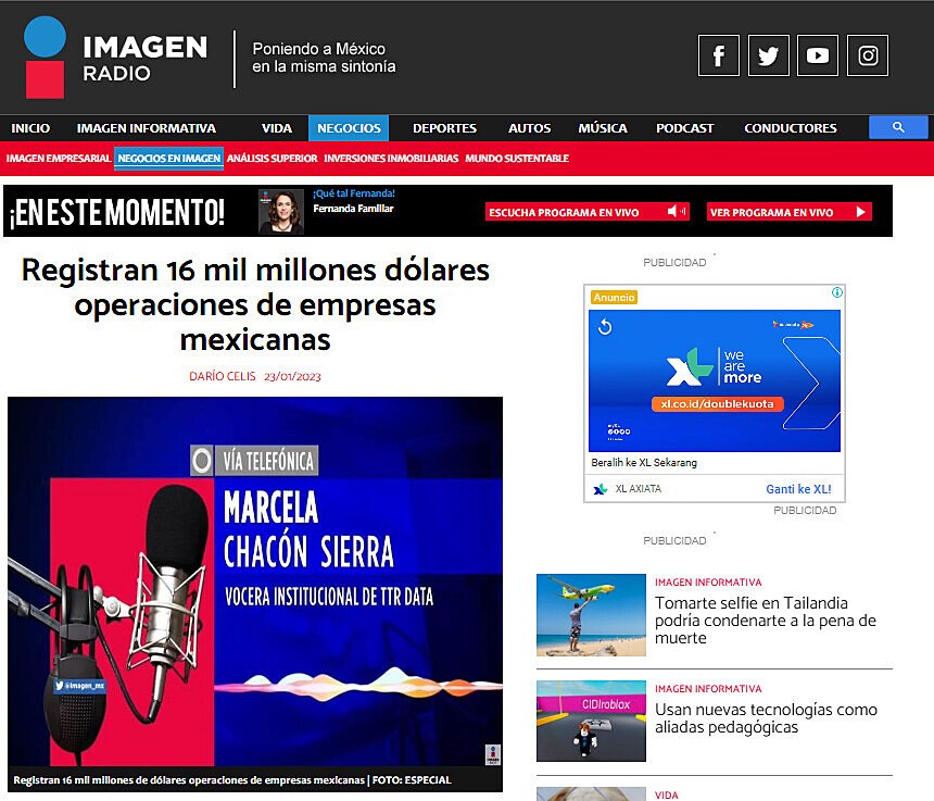 Registran 16 mil millones dlares operaciones de empresas mexicanas